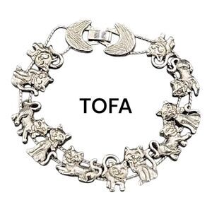 TOFA Silver Cat Bracelet signed